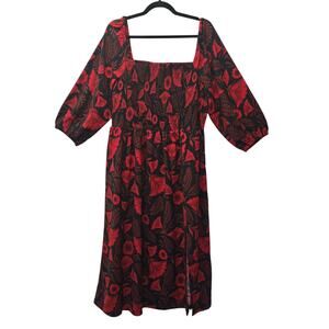 Latino Heritage Dress Women XL Puff Sleeve Christina Cordova Floral Cottage Boho